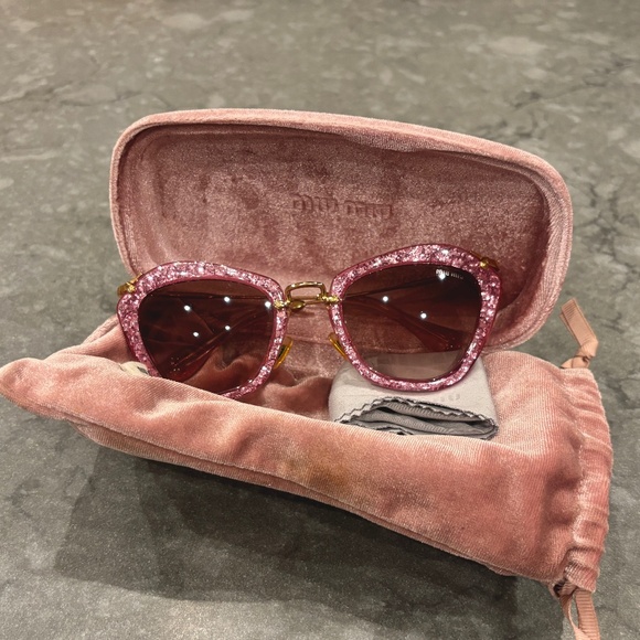 Miu Miu Glitter Sunglasses Pink Glitter - Picture 9 of 9